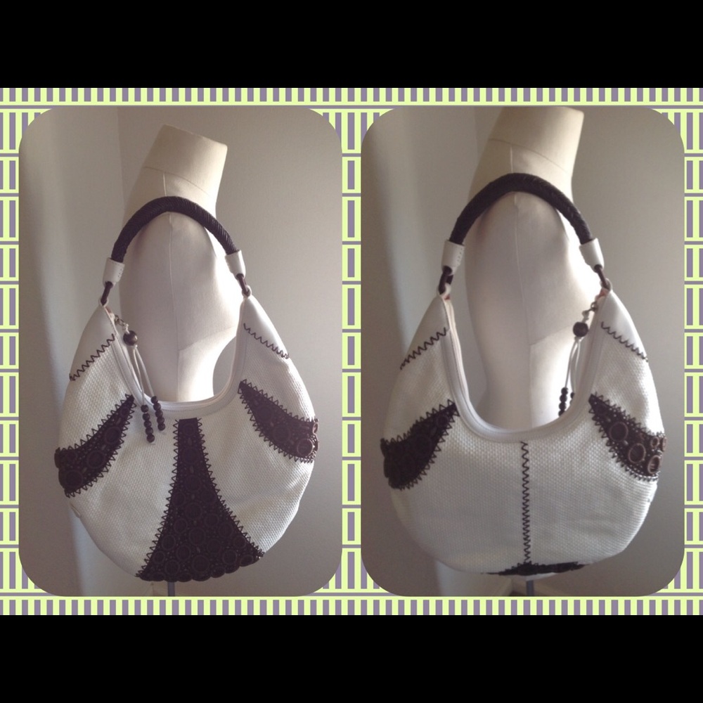 Cole Haan Women’s Large Hobo Ivory Straw Alyssa Bead